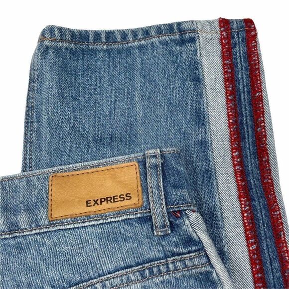 EXPRESS Girlfriend High Rise Red Side Stripe Jean - Picture 9 of 12